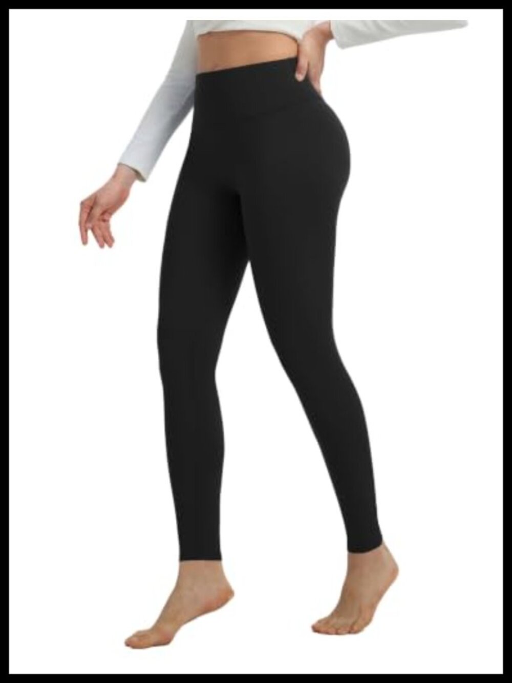 Fleece Lined Thermal Leggings High Waisted Yoga Pants No Front Seam